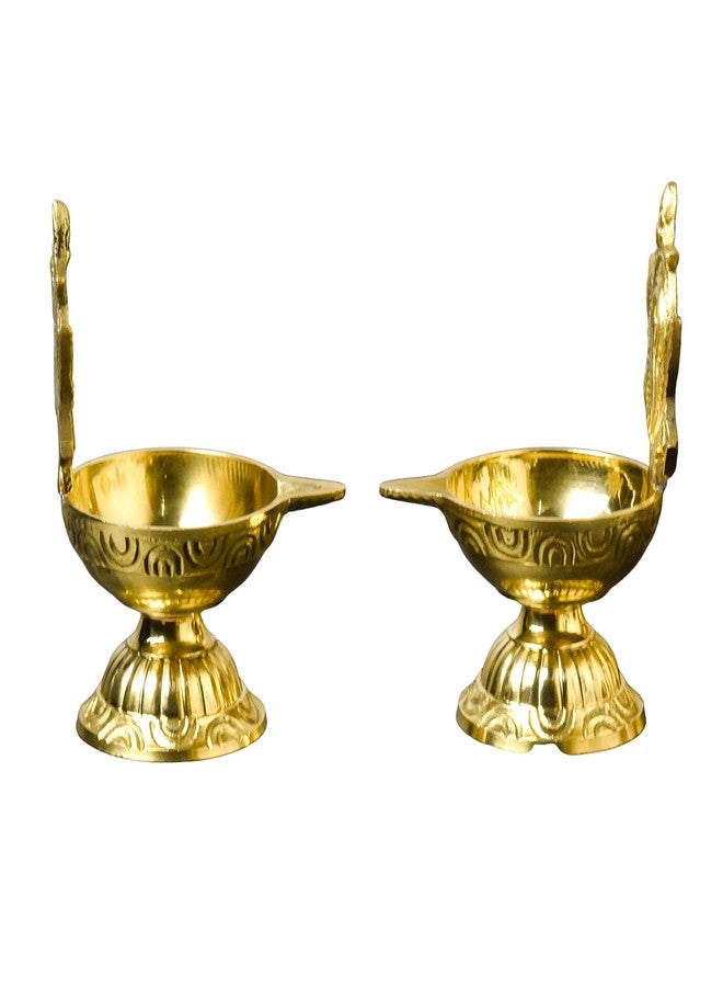 Bhimonee Decor بهيموني ديكور | مصباح شانكو تشاكرا من النحاس الخالص | حجم كبير، 4.3 بوصة | مطلي بالذهب | عبوة من زوج واحد | مصباح بوجا أنيق لتزيين معبد المنزل واحتفالات ديوالي - Image 3